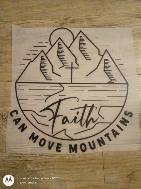 "Faith Can Move Mountains" Wood-Grain Style DTF Transfer