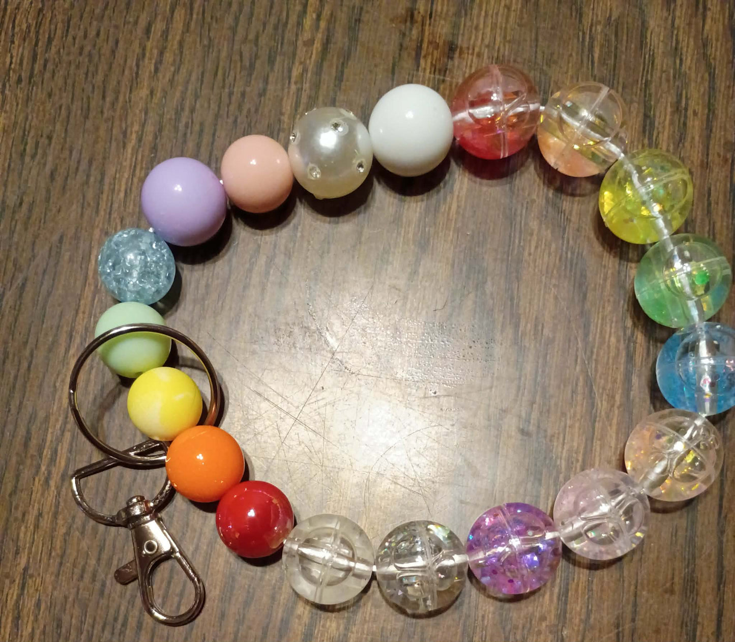 Iridescent Multi-Color Shiny Bead Wristlet