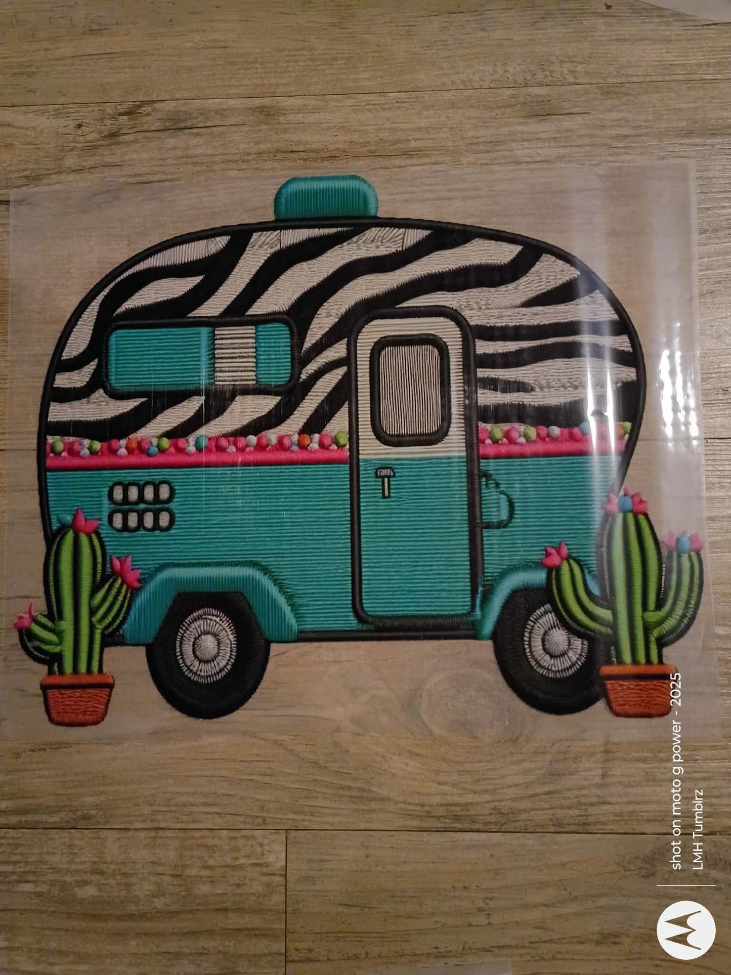 Teal & Zebra Retro Camper (Ready-to-Press DTF Transfer)