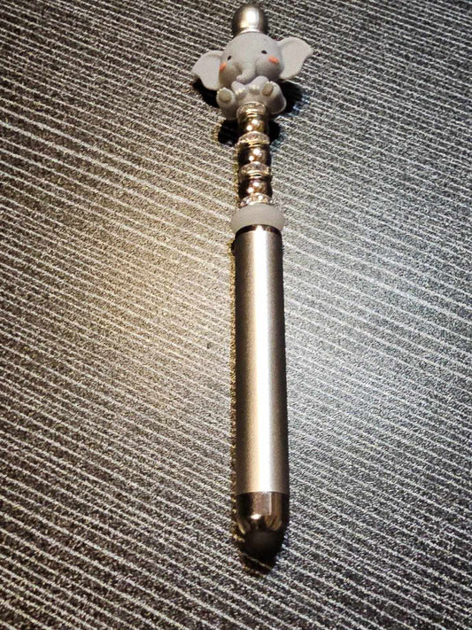 3D elephant focal Silver stylus pen