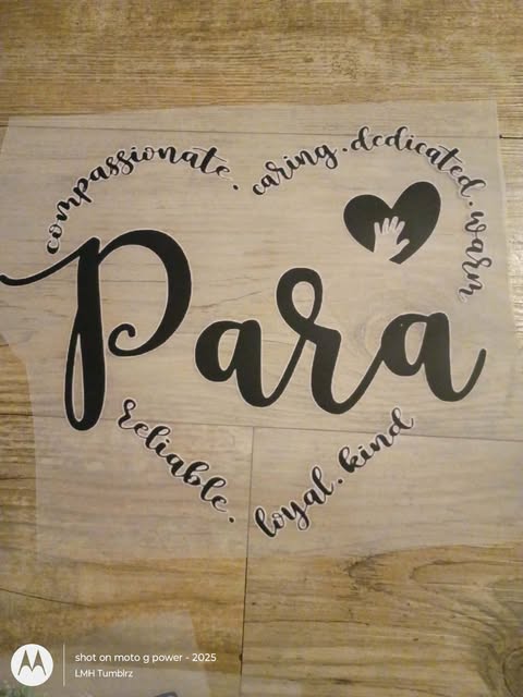 "Para" Heart Word Art DTF Transfer