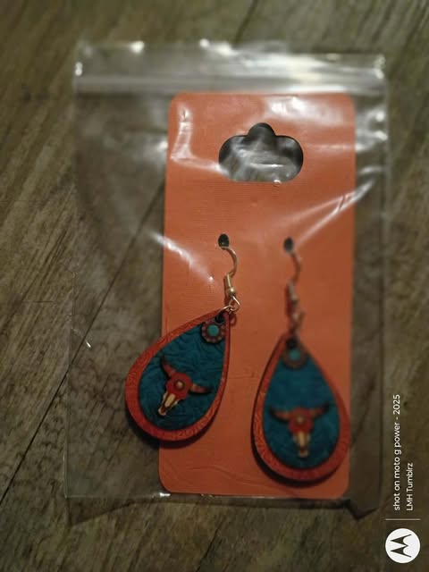 Teal & Orange Mosaic Teardrops #102