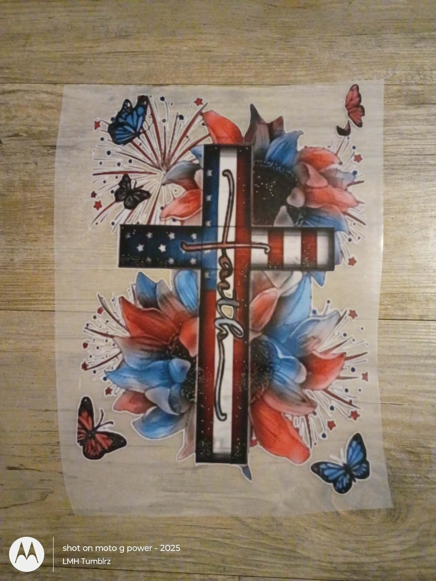 Red White Blue Faith Cross DTF Transfer