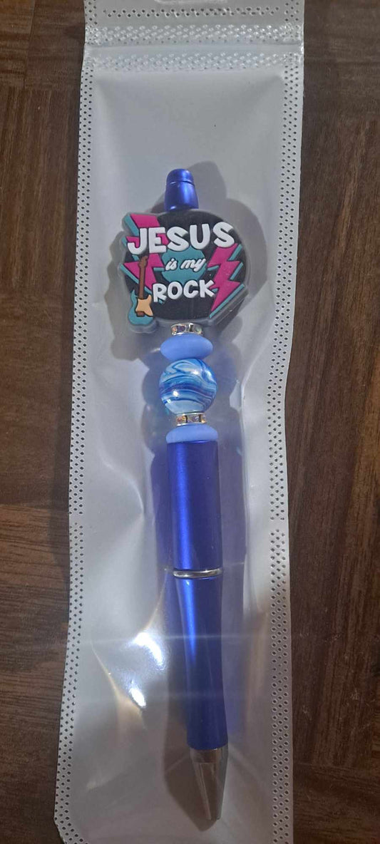 Jesus is my Rock focal blue pen