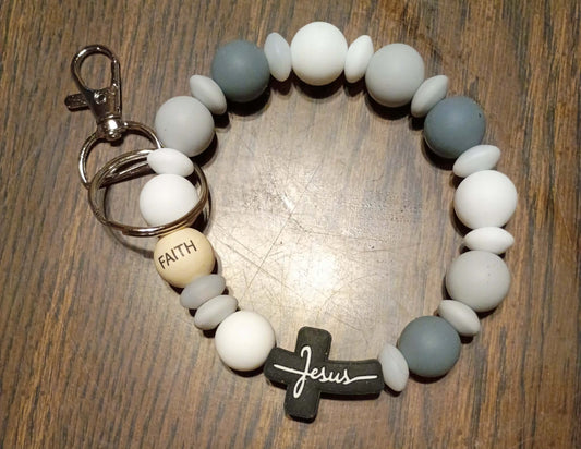 Faith" Natural Wood & Silicone Wristlet
