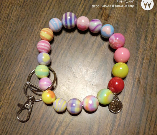 "Be Still & Know" Floral Shiny Bead Wristlet