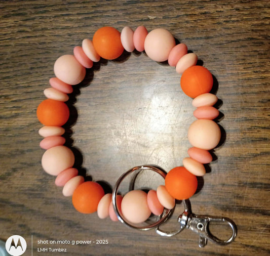 Coral & Sunset Pink Silicone Bead Wristlet