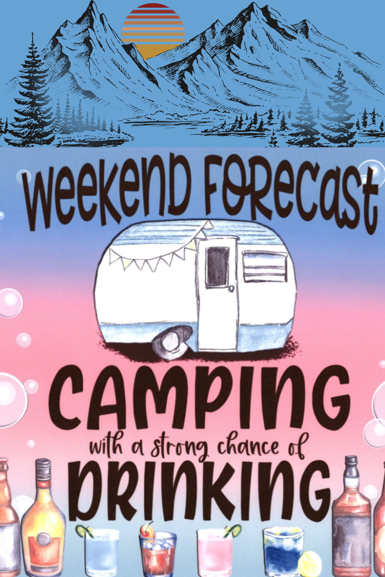 "Weekend Forecast" Camping & Drinking Garden Flag